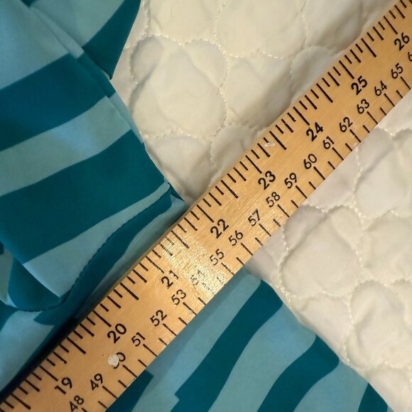 Kim Rogers Teal Striped Tunic Top, Size Large, Roll Sleeve Pullover Shirt - Picture 8 of 8